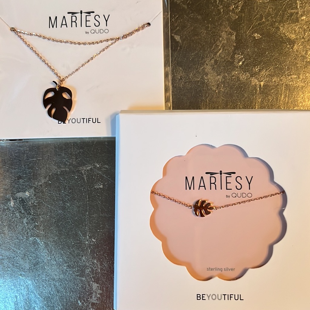 Monstera Leaf Necklace, Adjustable Dainty Rose Gold Chain/Matching Bracelet-Nwt